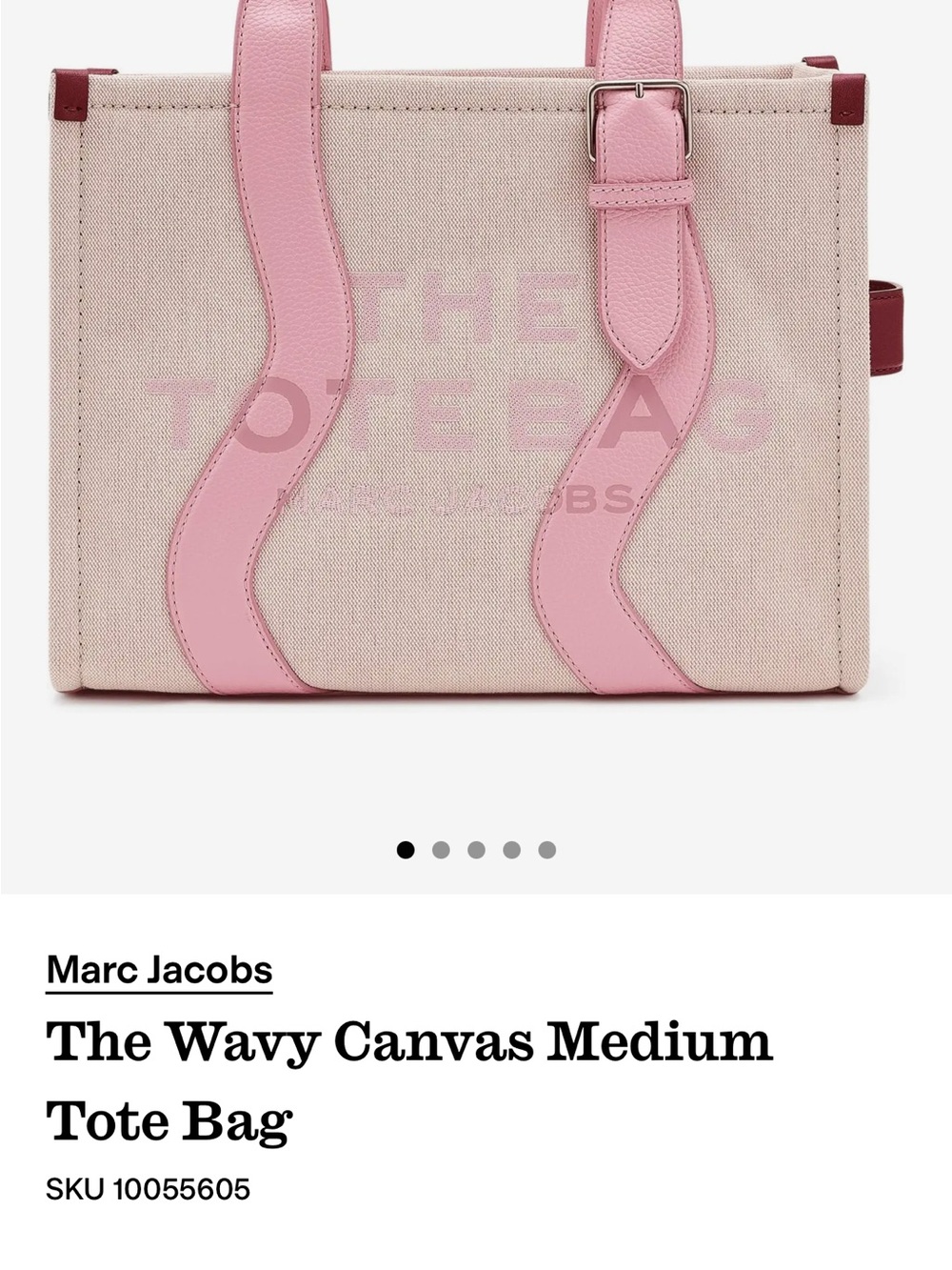 BRAND NEW Marc Jacobs The Wavy Medium Tote with Pink Leather Trim - Picture 3 of 15